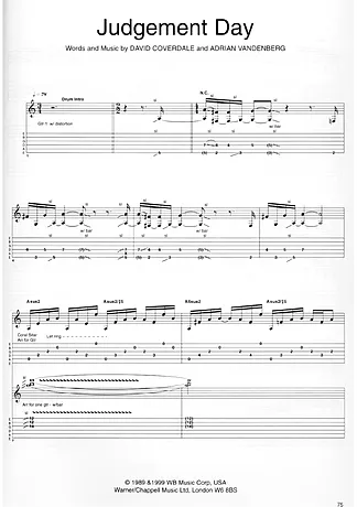 Judgement Day - Whitesnake | Partitura para Guitarra | Download em PDF