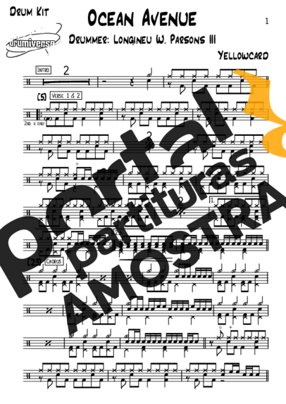 Yellowcard  partitura para Bateria