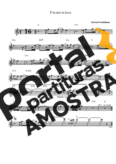 10cc I´m Not In Love partitura para Saxofone Tenor Soprano (Bb)
