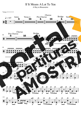 A Day to Remember If It Means A Lot To You (feat. Sierra Kusterbeck) partitura para Bateria