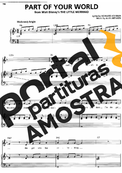A Pequena Sereia Part Of Your World - Piano partitura para Piano