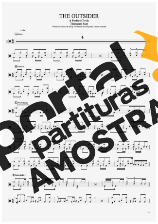 A Perfect Circle The Outsider partitura para Bateria