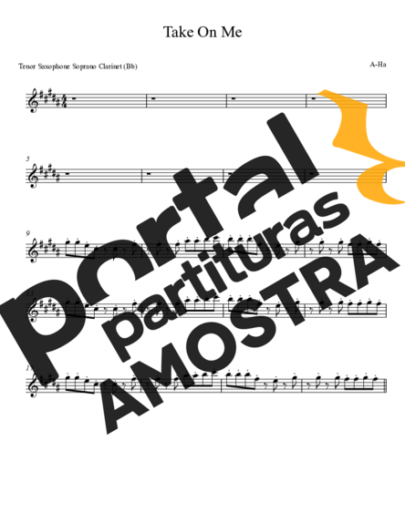 A-ha  partitura para Saxofone Tenor Soprano (Bb)