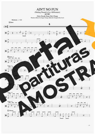 AC/DC Ain´t No Fun (Waiting Round To Be A Millionaire) partitura para Bateria