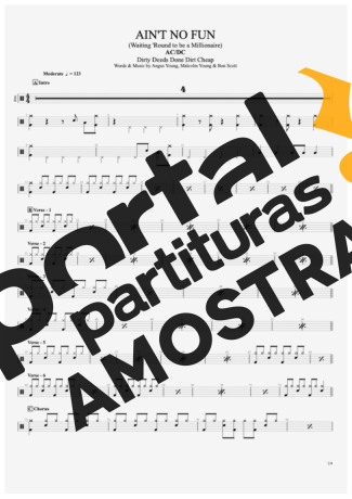 AC/DC  partitura para Bateria