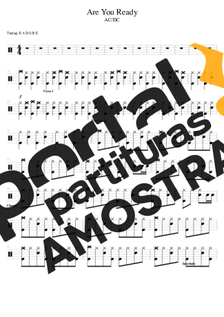 AC/DC Are You Ready partitura para Bateria