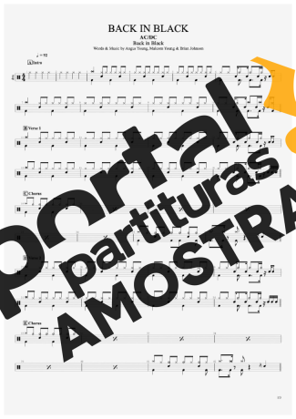 AC/DC  partitura para Bateria