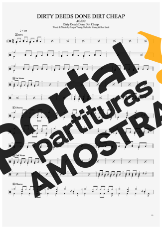 AC/DC Dirty Deeds Done Dirt Cheap partitura para Bateria