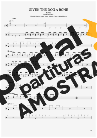 AC/DC Given The Dog A Bone partitura para Bateria