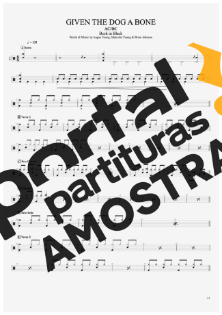 AC/DC  partitura para Bateria