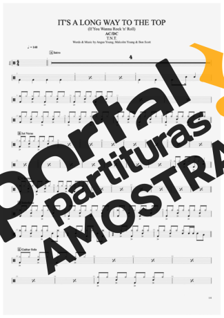 AC/DC It´s A Long Way To The Top partitura para Bateria