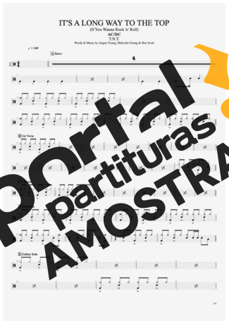 AC/DC  partitura para Bateria