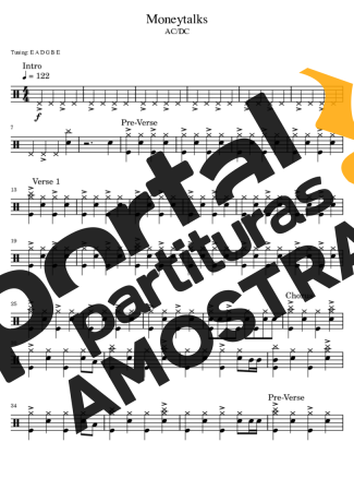 AC/DC Moneytalks partitura para Bateria