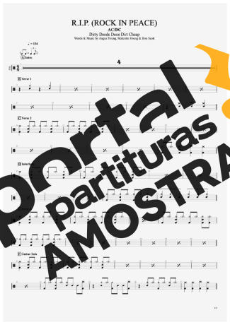 AC/DC  partitura para Bateria