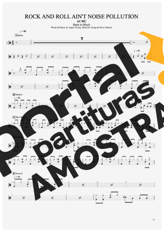 AC/DC Rock And Roll Ain´t Noise Pollution partitura para Bateria