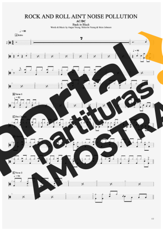 AC/DC  partitura para Bateria