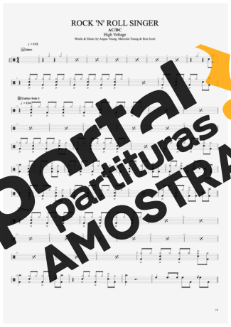 AC/DC  partitura para Bateria