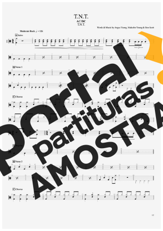 AC/DC  partitura para Bateria