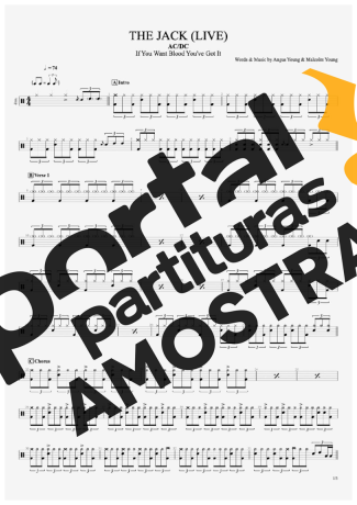 AC/DC  partitura para Bateria