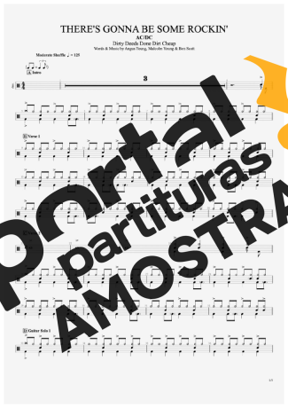 AC/DC There´s Gonna Be Some Rockin´ partitura para Bateria