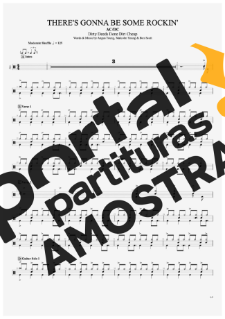 AC/DC  partitura para Bateria