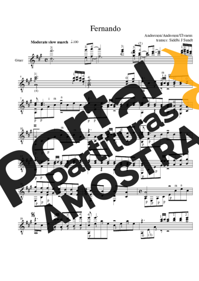 Abba  partitura para Violão