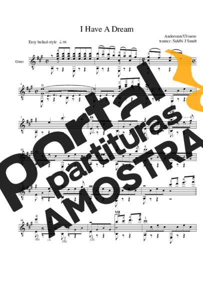 Abba  partitura para Violão