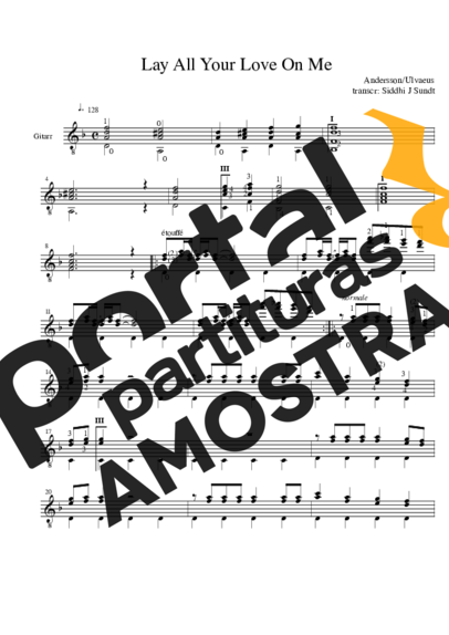 Abba  partitura para Violão