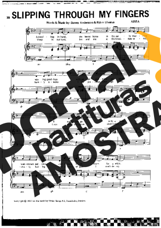 Abba Slipping Through My Fingers partitura para Piano