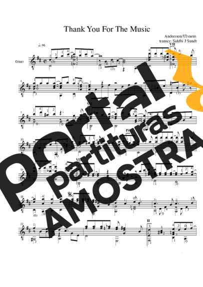 Abba  partitura para Violão