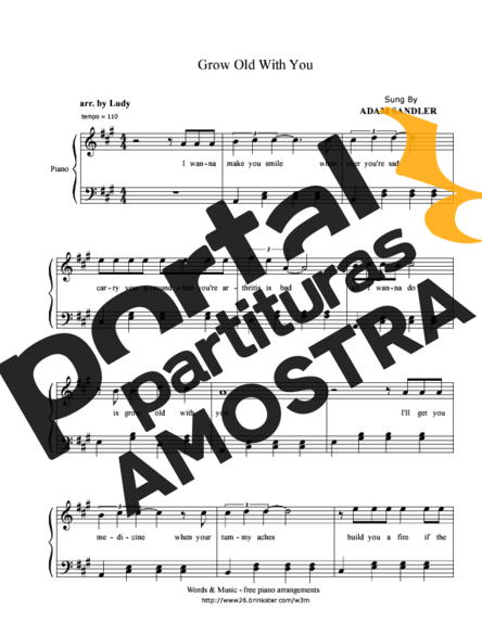 Adam Sandler Grow Old With You partitura para Piano