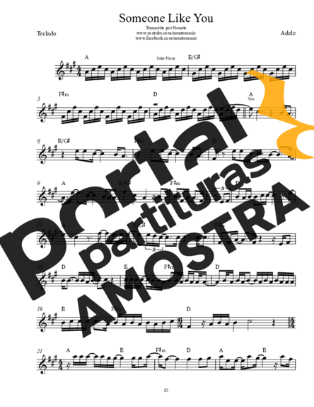 Adele Someone Like You partitura para Teclado
