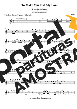 Adele To Make You Feel My Love partitura para Clarinete (Bb)