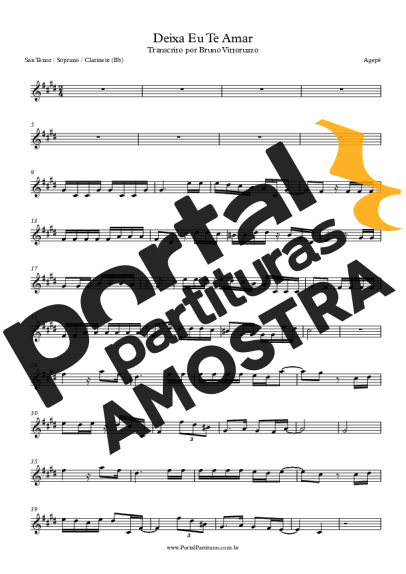 Agepê Deixa Eu Te Amar partitura para Saxofone Tenor Soprano (Bb)