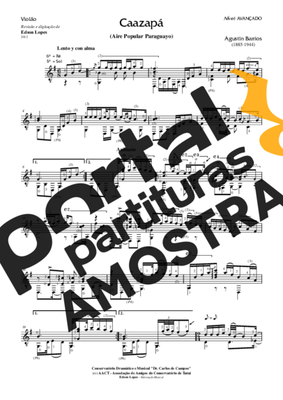 Agustin Barrios  partitura para Violão