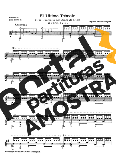 Agustin Barrios  partitura para Violão