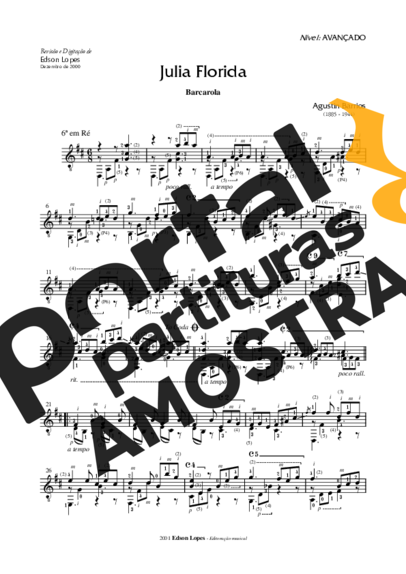 Agustin Barrios  partitura para Violão