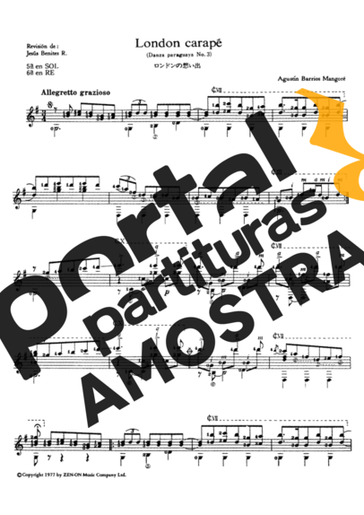 Agustin Barrios  partitura para Violão