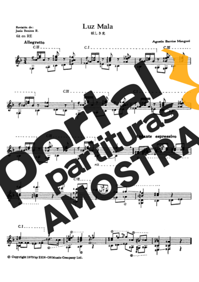 Agustin Barrios  partitura para Violão