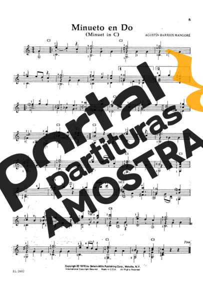 Agustin Barrios  partitura para Violão