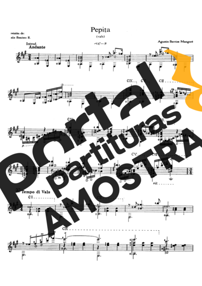 Agustin Barrios  partitura para Violão