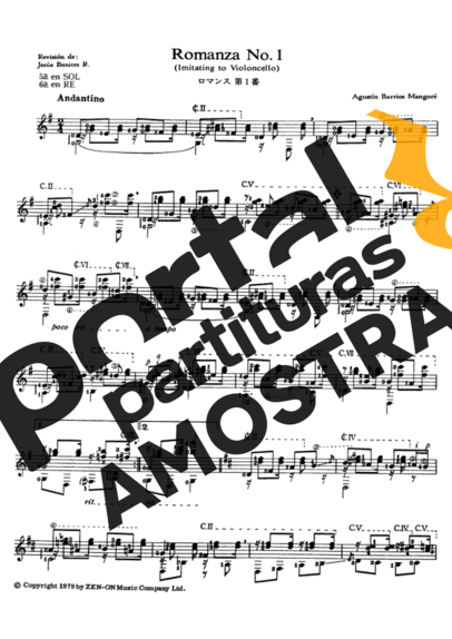 Agustin Barrios  partitura para Violão