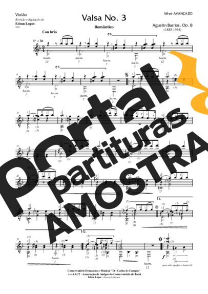 Agustin Barrios  partitura para Violão