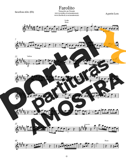 Agustin Lara  partitura para Saxofone Alto (Eb)
