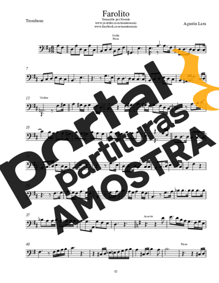 Agustin Lara  partitura para Trombone