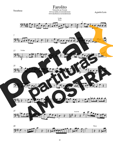 Agustin Lara Farolito partitura para Trombone