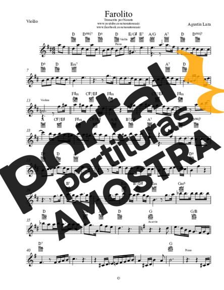 Agustin Lara Farolito partitura para Violão
