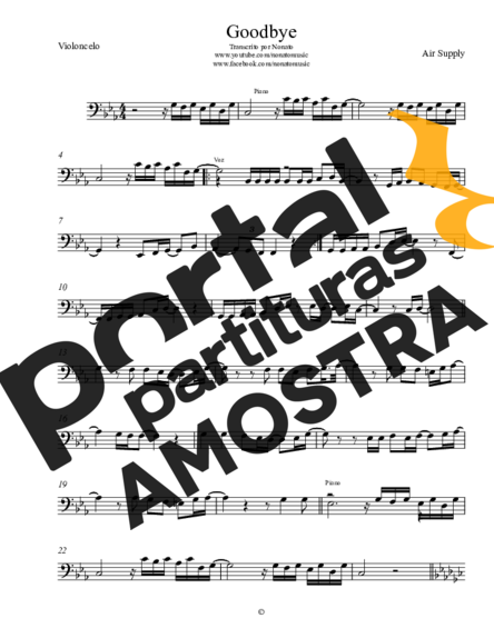 Air Supply Goodbye partitura para Violoncelo