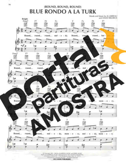 Al Jarreau Blue Rondo A La Turk partitura para Piano