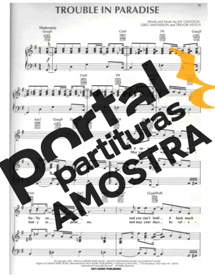Al Jarreau Trouble In Paradise partitura para Piano
